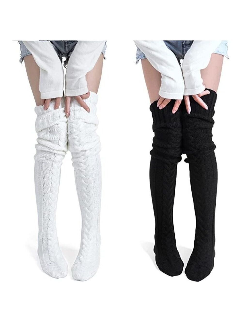 𝅺KNEE High Socks Lace Long Warm Stockings Boots Dress Slouch Winter Fall NWT